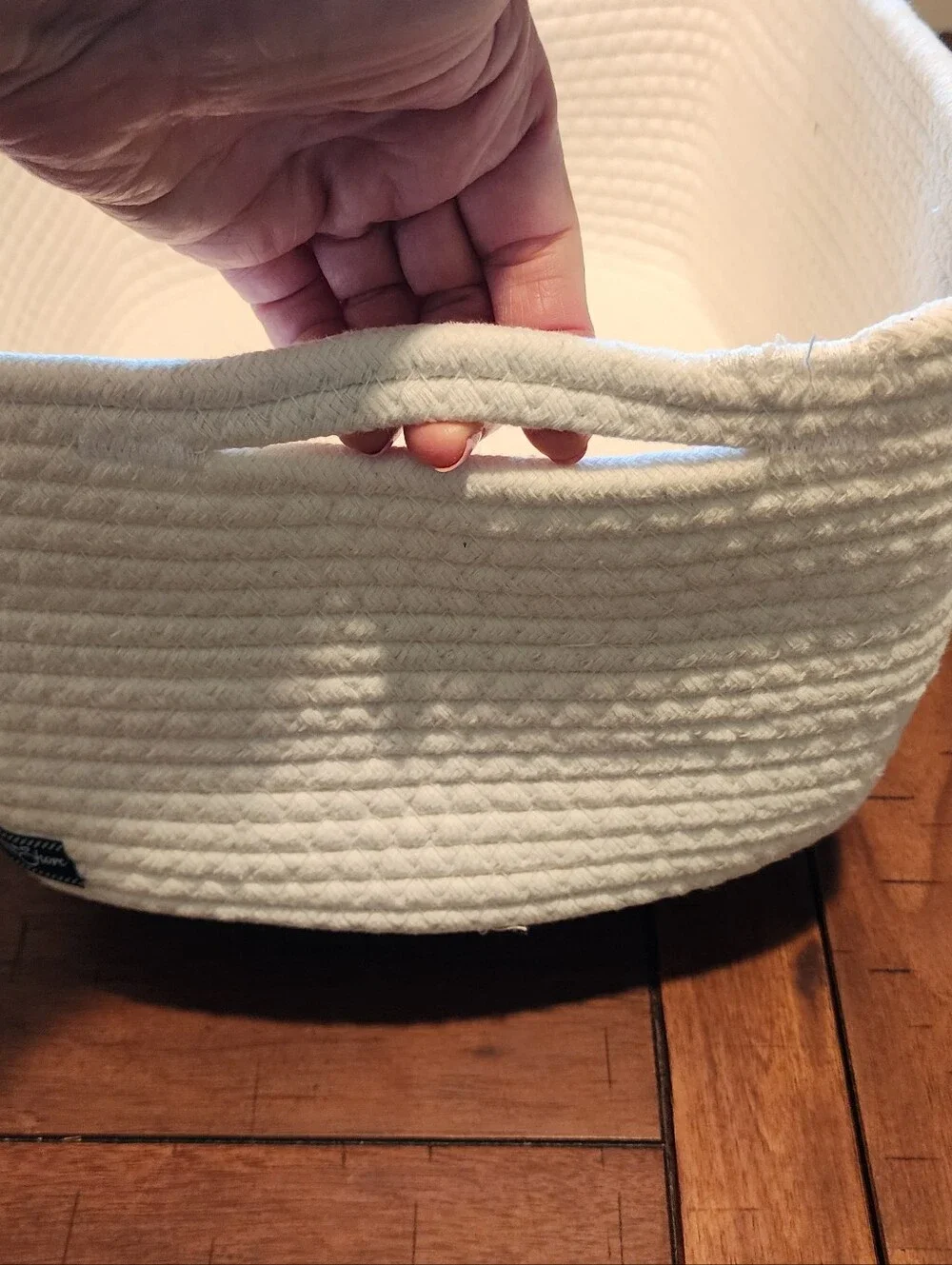handmade rope basket with nautical print sea turtles with handles10x12x6